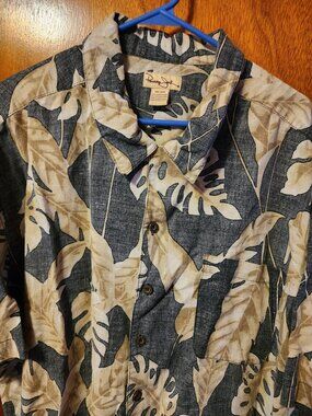 Men's 3XL Panama Jack Blue/Tan Floral Hawaiian Short Sleeve Shirt